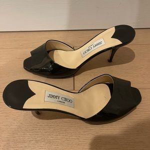 Jimmy Choo Black Patent Leather Slides 39.5